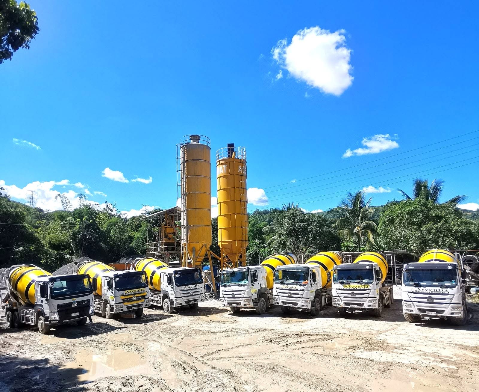Asia Concrete Solutions transit mixer fleet ready for dispatch in Consolacion, Cebu