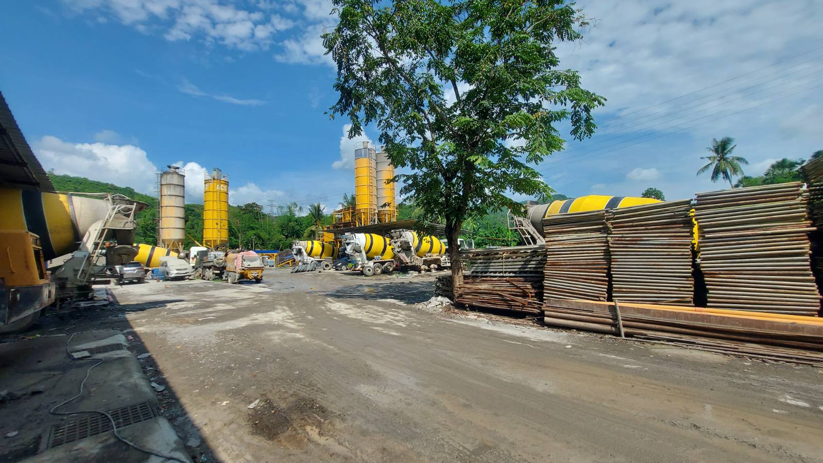 Asia Concrete Solutions batching plant yard and silos in Consolacion, Cebu